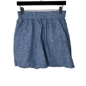 Loft Skirt Women Flare Mini Blue Linen Blend Pull On Sz Extra Small Casual Work